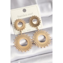 316l Çelik Gold Renk Güneş Model Kadın Küpe Çok Renkli