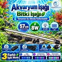 Akvaryum Işığı - Balık Işığı - Bitki Işığı - 57 Cm - 24 Led - Tamamen Su İçinde Kullanılabilir - 3 Modlu - 8w - Mükemmel Işık