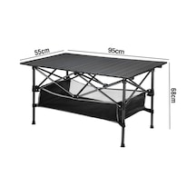 Family Large Katlanabilir Alüminyum Kamp Masası - Siyah