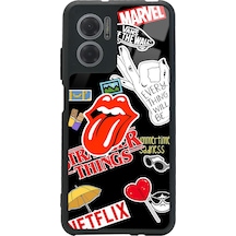 Xiaomi Redmi Note 11e Sticker Tasarımlı Glossy Telefon Kılıfı Siyah