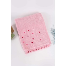 Ponponlu Kalpli El Yüz Havlusu 50x90 Pembe