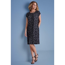 Yarasa Kol Siyah Dokuma Elbise Siyah