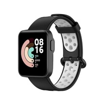 Xiaomi Mi Watch Lite Uyumlu Delikli Spor Silikon Kordon, Siyah/beyaz Açık Kahverengi