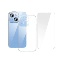 Baseus İphone 15 Crystal Serisi Silikon Kılıf + Tempered Ekran Koruyucu Set- 5775