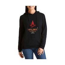Major Cs Go 2 Champion Baskılı Siyah Kadın Kapşonlu Sweashirt