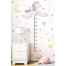 Sevimli Unicorn Ve Rengarenk Figürler Temalı Boy Ölçer Boy Cetveli Sticker Seti Çocuk Çiçekli Yıldız