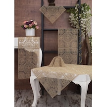 Victoria Bej Renk Salon Takımı 5 Parça Nakış Çeyiz Seti Çok Renkli