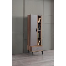 Defne Ahşap Kapaklı Raflı Çekmeceli Kitaplık 50x45x165