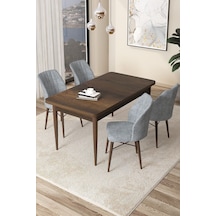 Canisa Arp Serisi 70x110 Sabit Mutfak Masası Takımı Barok Desen Masa 4 Füme Sandalye Beyaz