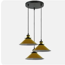 Mylights Modern Spor  Üçlü Metal Sarkıt Avize Sarı Başlıklı