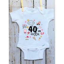 Babylimon 45 Günlük Oldum Baskılı Bebek Body Beyaz - 132151603 Beyaz