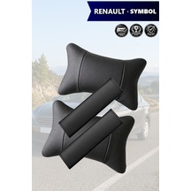 Renault Symbol Uyumlu Set Deri Kemer Koruyucu Deri Yastık Siyah Lüks