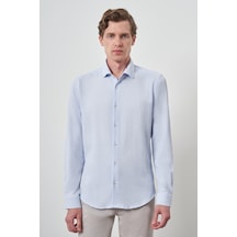 Morven Erkek A. Mavi Gofre Trend Desenli Dynamic Fit İtalyan Yaka Gömlek 25ms004023311 A. Mavi