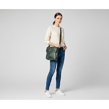 Natderi Hakiki Deri Unisex Omuz Ve Postacı Çanta - Ayarlanabilir Askılı Haki Renk 20x22 Cm Haki