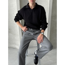 Erkek Polo Yaka Örme Oversize Kazak 001