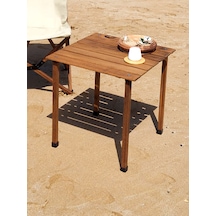 Joyfull Turtle 50x50x50 Cm Ahşap Katlanır Rulo Kamp Masası - Kayın