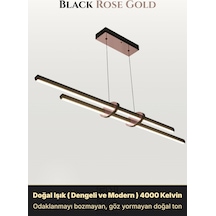 Cosmo 2 Rose Gold Lineer Led Sarkıt Avize Kumandalı Dim Edilebilir Aşağı Işık Doğal Işık