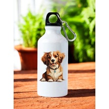 Sevimli Köpek Baskılı Matara Suluk Beyaz