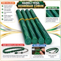 Hareli Galalith - Hareli Damarlı Kehribar Çubuk - Yeşil Hareli