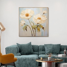 Yağlı Boya Dokulu Tablo Spatula Modern Çiçekler Altın Çerçeveli U02010-178865