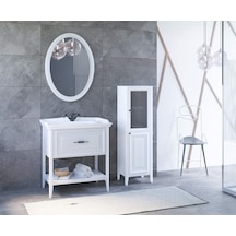 Denko Öykü 80 Cm Beyaz Banyo Dolabı Takımı Ve Boy Dolabı Beyaz