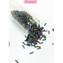 Uzun Boru Kesme Boncuk Çap 2mm Uzunluk 10 Mm - 20 Gram - Mavi Yeşil - Bnc230