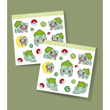 Balbazar Bulbasaur Pokemon Sticker Set -2'li- Parlak Kağıt - Süsleme Çıkartmaları Telefon -tablet Etiketleri Minithingsart