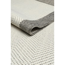 Krem Gri Kolay Temizlenen Yıkanabilir Bordürlü Halı Lux Sisal Plus Özel Ölçü Pamuk Taban