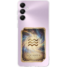 Samsung Galaxy A05s İle Uyumlu Burç Kartları Kova Tasarımlı Şeffaf Silikon Kılıf Şeffaf