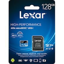 Lexar High Performance 633X 128GB MicroSDXC Class 10 UHS-I Hafıza Kartı + Adaptör