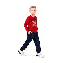 U.S. Polo Assn. Baskılı Sweatshirt & Eşofman Altı Erkek Çocuk İkili Takım Kırmızı