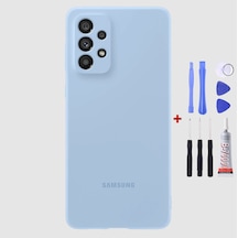 Samsung A73 Kamera Camlı Mavi Uyumlu Arka Cam Kapak Pil Kapağı Tamir Set B7000 Set Mavi