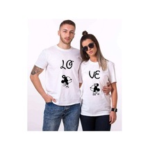 Tshirthane Lo Ve Öpücük Mause Sevgili Kombinleri Tshirt Kombini Beyaz