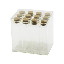 Boş Tüp Cam Şişe - 20 Ml - Mantar Kapak Çok Renkli