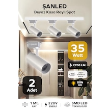Led Beyaz Kasa Gün Işığı 35w Raylı Spot / 2 Adet 1 Metre Ray
