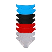 8 Adet Süper Eko Set Likralı Kadın Slip Külot Siyah Kırmızı Gri Mavi Standart