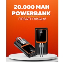 20.000 Mah Powerbank - 22.5w Hızlı Şarj Çok Kablolu Dijital Göstergeli Renkli