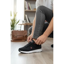 Enoch Ortopedik Yüksek Taban Sneaker Ayakkabı Siyah - Kırmızı