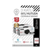 Saytekmed Meltblown Filtreli, Yassı İpli, 3 Katlı Siyah Maske (2 Kutu/100 Adet)