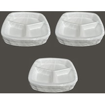 Dağyüce Tek Kullanımlık Köpük 3 Bölmeli Tabldot Köpük Tabak - 23.5x25 Cm. - 10 Adetlik 3 Paket