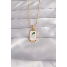 316l Çelik Gold Renk Beyaz Mineli Tarot Kolye
