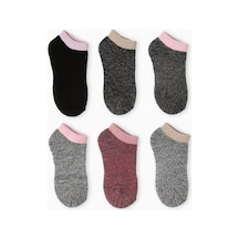 Socks 6 Çift Kadın Ekstra Kalın Termal Havlu Kendinden Desenli Patik Çorap Çok Renkli