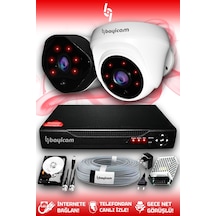 Bayicam 2 Kameralı Uzay 1 İç Kamera Set 320 GB HDD Full HD Gece Görüşlü Güvenlik Kamerası Sistemi