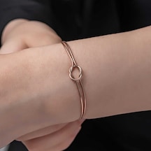 925 Ayar Gümüş Rose Aşk Düğüm Kadın Bileklik Beyaz