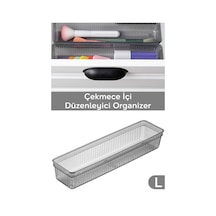 Modüler Çekmece İçi Düzenleyici - Banyo Makyaj Takı Organizer Ofis Düzenleyici 30,7 X 7,8cm Antrasit