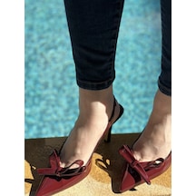 Nostra Shoes Mia Fiyonklu Rugan Kadın Topuklu Ayakkabı Siyah
