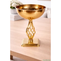 Yapay Çiçek Sitesi Metal Dekoratif Burgu Vazo 39 Cm Altın