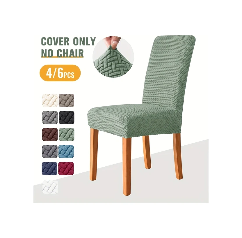 Gateesat 6lı Modern Parson Sandalye Kılıfı Makinede Yıkanabilir Esnek Jakar Kumaş