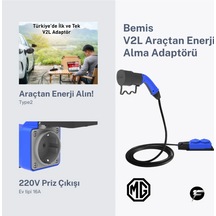 Bemis V2l Vehicle To Load Elektrikli Araç Uyumlu 2 Li Priz Uzatma Adaptörü 3 Metre Mg 16a - 3,5kw