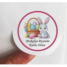 48 Adet 4 Cm Paskalya Bayramı Kutlu Olsun Baskılı Mat Etiket Sticker -2